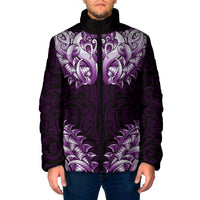 New Zealand Ta Moko Padded Jacket Aotearoa Maori Chest Tattoo Purple