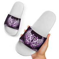 New Zealand Ta Moko Slide Sandals Aotearoa Maori Chest Tattoo Purple