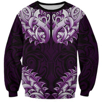 New Zealand Ta Moko Sweatshirt Aotearoa Maori Chest Tattoo Purple