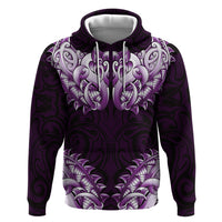 New Zealand Ta Moko Zip Hoodie Aotearoa Maori Chest Tattoo Purple