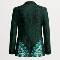 New Zealand Ta Moko Blazer Aotearoa Maori Chest Tattoo Turquoise