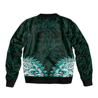 New Zealand Ta Moko Bomber Jacket Aotearoa Maori Chest Tattoo Turquoise