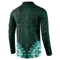New Zealand Ta Moko Button Sweatshirt Aotearoa Maori Chest Tattoo Turquoise