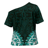 New Zealand Ta Moko Cross Shoulder Shirt Aotearoa Maori Chest Tattoo Turquoise