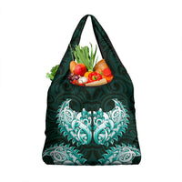 New Zealand Ta Moko Grocery Bag Aotearoa Maori Chest Tattoo Turquoise
