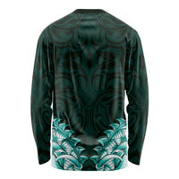 New Zealand Ta Moko Long Sleeve Shirt Aotearoa Maori Chest Tattoo Turquoise