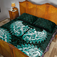 New Zealand Ta Moko Quilt Bed Set Aotearoa Maori Chest Tattoo Turquoise