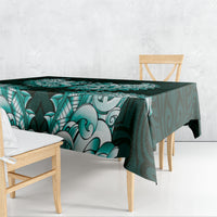 New Zealand Ta Moko Tablecloth Aotearoa Maori Chest Tattoo Turquoise