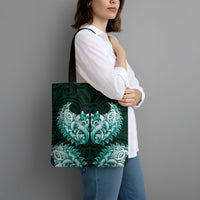 New Zealand Ta Moko Tote Bag Aotearoa Maori Chest Tattoo Turquoise
