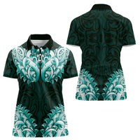 New Zealand Ta Moko Women Polo Shirt Aotearoa Maori Chest Tattoo Turquoise