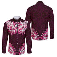 New Zealand Ta Moko Family Matching Long Sleeve Bodycon Dress and Hawaiian Shirt Aotearoa Maori Chest Tattoo Pink