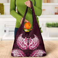 New Zealand Ta Moko Grocery Bag Aotearoa Maori Chest Tattoo Pink