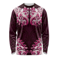 New Zealand Ta Moko Long Sleeve Shirt Aotearoa Maori Chest Tattoo Pink