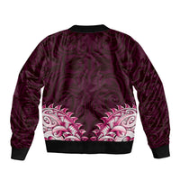 New Zealand Ta Moko Sleeve Zip Bomber Jacket Aotearoa Maori Chest Tattoo Pink