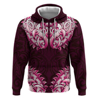 New Zealand Ta Moko Zip Hoodie Aotearoa Maori Chest Tattoo Pink