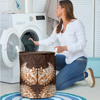 New Zealand Ta Moko Laundry Basket Aotearoa Maori Chest Tattoo Orange