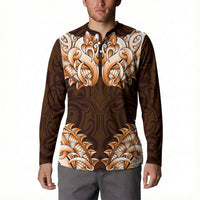 New Zealand Ta Moko Button Sweatshirt Aotearoa Maori Chest Tattoo Orange