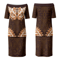 New Zealand Ta Moko Family Matching Puletasi and Hawaiian Shirt Aotearoa Maori Chest Tattoo Orange