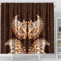 New Zealand Ta Moko Shower Curtain Aotearoa Maori Chest Tattoo Orange