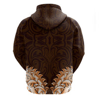 New Zealand Ta Moko Zip Hoodie Aotearoa Maori Chest Tattoo Orange