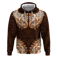 New Zealand Ta Moko Zip Hoodie Aotearoa Maori Chest Tattoo Orange