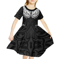 New Zealand Ta Moko Kid Short Sleeve Dress Aotearoa Maori Chest Tattoo Black