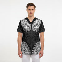 New Zealand Ta Moko Scrub Top Aotearoa Maori Chest Tattoo Black