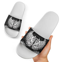 New Zealand Ta Moko Slide Sandals Aotearoa Maori Chest Tattoo Black