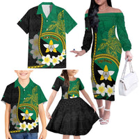 Personalised PNG Enga Provins Family Matching Off The Shoulder Long Sleeve Dress and Hawaiian Shirt Papua New Guinea Plumeria Melanesian Pattern - Polynesian Pride