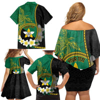 Personalised PNG Enga Provins Family Matching Off Shoulder Short Dress and Hawaiian Shirt Papua New Guinea Plumeria Melanesian Pattern - Polynesian Pride