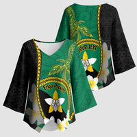 Personalised PNG Enga Provins Kimono Sleeve Blouse Papua New Guinea Plumeria Melanesian Pattern - Polynesian Pride