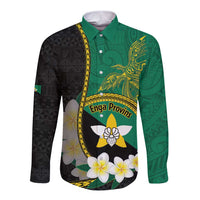 Personalised PNG Enga Provins Long Sleeve Button Shirt Papua New Guinea Plumeria Melanesian Pattern - Polynesian Pride