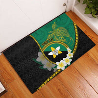 Personalised PNG Enga Provins Rubber Doormat Papua New Guinea Plumeria Melanesian Pattern - Polynesian Pride