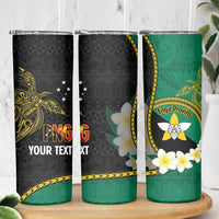 Personalised PNG Enga Provins Skinny Tumbler Papua New Guinea Plumeria Melanesian Pattern - Polynesian Pride