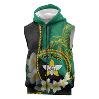 Personalised PNG Enga Provins Sleeveless Zip Hoodie Papua New Guinea Plumeria Melanesian Pattern LT14 Black - Polynesian Pride