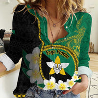 Personalised PNG Enga Provins Women Casual Shirt Papua New Guinea Plumeria Melanesian Pattern - Polynesian Pride
