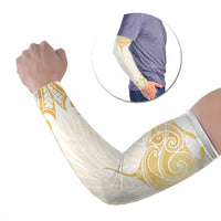 Gold White New Zealand Manta Ray Arm Sleeves Aotearoa Maori Haehae - Polynesian Pride