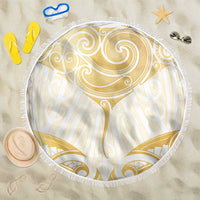 Gold White New Zealand Manta Ray Beach Blanket Aotearoa Maori Haehae - Polynesian Pride