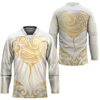 Gold White New Zealand Manta Ray Hockey Jersey Aotearoa Maori Haehae LT14 - Polynesian Pride