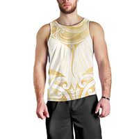 Gold White New Zealand Manta Ray Men Tank Top Aotearoa Maori Haehae - Polynesian Pride