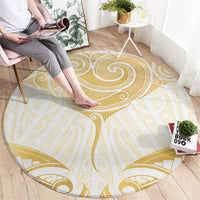 Gold White New Zealand Manta Ray Round Carpet Aotearoa Maori Haehae - Polynesian Pride