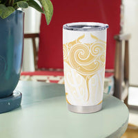 Gold White New Zealand Manta Ray Tumbler Cup Aotearoa Maori Haehae - Polynesian Pride