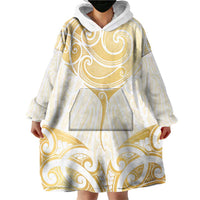 Gold White New Zealand Manta Ray Wearable Blanket Hoodie Aotearoa Maori Haehae LT14 - Polynesian Pride