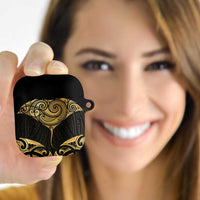 Gold Black New Zealand Manta Ray AirPods Case Aotearoa Maori Haehae LT14 Black - Polynesian Pride