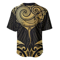 Gold Black New Zealand Manta Ray Baseball Jersey Aotearoa Maori Haehae - Polynesian Pride