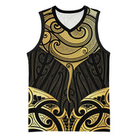 Gold Black New Zealand Manta Ray Basketball Jersey Aotearoa Maori Haehae LT14 Unisex Black - Polynesian Pride