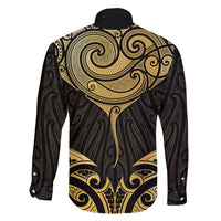 Gold Black New Zealand Manta Ray Family Matching Puletasi and Hawaiian Shirt Aotearoa Maori Haehae LT14 - Polynesian Pride