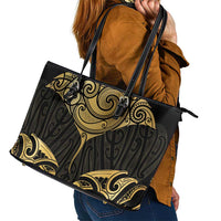 Gold Black New Zealand Manta Ray Leather Tote Bag Aotearoa Maori Haehae - Polynesian Pride