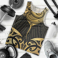 Gold Black New Zealand Manta Ray Men Tank Top Aotearoa Maori Haehae LT14 - Polynesian Pride