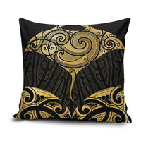Gold Black New Zealand Manta Ray Pillow Cover Aotearoa Maori Haehae - Polynesian Pride